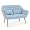 50 "W Love Seat, Comfy Loveseat Sofa with 2 Pillows, Small Couch 2-Seater Sofa for Living Room, Bedroom, Apartment, Blue