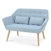 50 "W Love Seat, Comfy Loveseat Sofa with 2 Pillows, Small Couch 2-Seater Sofa for Living Room, Bedroom, Apartment, Blue