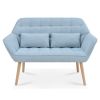 50 "W Love Seat, Comfy Loveseat Sofa with 2 Pillows, Small Couch 2-Seater Sofa for Living Room, Bedroom, Apartment, Blue