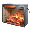 23 inch infrared quartz heater fireplace insert -woodlog version with brick