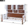 Twin Size Platform Bed with Multiple Storage, White+Walnut