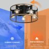 20 Inch Industrial Caged Ceiling Fan, With 7-ABS Blades Remote Control Reversible DC Motor, Small Flush Mount Ceiling Fan For Farmhouse