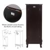 Standing Jewelry Armoire Cabinet Makeup Mirror and Top Divided Storage Organizer, Large Standing Jewelry Armoire Storage Chest with 7 Drawers, 2 Swing