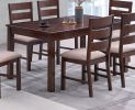 Contemporary Antique Cherry 7pc Dining Set Table And 6x Side Chairs Melamine Table Top Fabric Cushion Seats Chairs Solid wood Dining Room Furniture