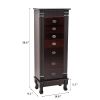 Standing Jewelry Armoire Cabinet Makeup Mirror and Top Divided Storage Organizer, Large Standing Jewelry Armoire Storage Chest with 7 Drawers, 2 Swing