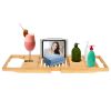 Bathtub Caddy Tray Crafted Bamboo Bath Tray Table Extendable Reading Rack Tablet Phone Holder