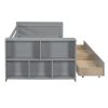 Twin Size Daybed with Shelves and Drawers, Gray