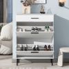 Shoe Cabinet, Freestanding Shoe Rack Storage Organizer with Drawers & Metal Legs, Modern Shoe Storage Cabinet with 2 Flip Drawers for Entryway