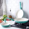 3pk (7", 9.5" & 11") Ceramic Nonstick Frypan Set - Turquoise