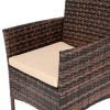 2pcs Arm Chairs 1pc Love Seat & Tempered Glass Coffee Table Rattan Sofa Set Brown Gradient