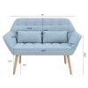 50 "W Love Seat, Comfy Loveseat Sofa with 2 Pillows, Small Couch 2-Seater Sofa for Living Room, Bedroom, Apartment, Blue