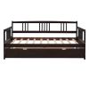 Twin Size Daybed Wood Bed with Twin Size Trundle,Espresso