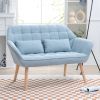 50 "W Love Seat, Comfy Loveseat Sofa with 2 Pillows, Small Couch 2-Seater Sofa for Living Room, Bedroom, Apartment, Blue