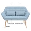 50 "W Love Seat, Comfy Loveseat Sofa with 2 Pillows, Small Couch 2-Seater Sofa for Living Room, Bedroom, Apartment, Blue