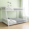 Metal Bunk Bed Twin Over Full Size with Removable Stairs, Heavy Duty Sturdy Frame with 12" Under-Bed Storage for Teen & Adults, Teens, No Box Spring N