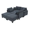 [VIDEO provided] [New] 133*65" Corduroy Modular Sectional Sofa,U Shaped Couch with Armrest Bags,6 Seat Freely Combinable Sofa Bed,Comfortable and Spac