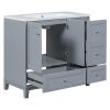 36 Inch Modern Bathroom Vanity with USB Charging, Two Doors and Three Drawers Bathroom Storage Vanity Cabinet with single top, Small Bathroom Vanity c