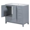 36 Inch Modern Bathroom Vanity with USB Charging, Two Doors and Three Drawers Bathroom Storage Vanity Cabinet with single top, Small Bathroom Vanity c