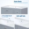 36 Inch Modern Bathroom Vanity with USB Charging, Two Doors and Three Drawers Bathroom Storage Vanity Cabinet with single top, Small Bathroom Vanity c