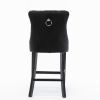 A&A Furniture,Contemporary Velvet Upholstered Barstools with Button Tufted Decoration and Wooden Legs, and Chrome Nailhead Trim, Leisure Style Bar Cha