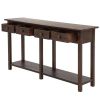 Rustic Brushed Texture Entryway Table Console Table with Drawer and Bottom Shelf for Living Room (Espresso)