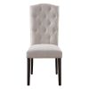 Beige and Weathered Espresso Tufted Back Side Chairs (Set of 2)