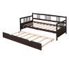 Twin Size Daybed Wood Bed with Twin Size Trundle,Espresso