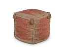 Jafar - Square Handwoven Jute Pouf - Red