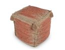 Jafar - Square Handwoven Jute Pouf - Red