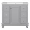 Contemporary Gray Bathroom Vanity Cabinet - 36x18x34 inches, 4 Drawers & 1 Cabinet Door, Multipurpose Storage, Resin Integrated Sink, Adjustable Shelv