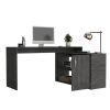 Axis Modern L-Shaped Computer Desk with Open & Closed Storage -Smokey Oak