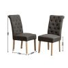 Habit Solid Wood Tufted Parsons Dining Chair, Set of 2, Grey