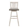 Pub Height Chairs Set of 2, Distressed Gray and White 360-degree Swivel Chair Solid Rubberwood Furniture, Vertical Slat Back Bar Chairs