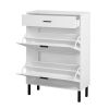 Shoe Cabinet, Freestanding Shoe Rack Storage Organizer with Drawers & Metal Legs, Modern Shoe Storage Cabinet with 2 Flip Drawers for Entryway