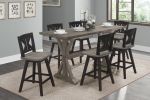 Rustic Look Distressed Gray Finish 1pc Counter Height Dining Table Solid Rubberwood Kitchen Dining Furniture