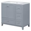 36 Inch Modern Bathroom Vanity with USB Charging, Two Doors and Three Drawers Bathroom Storage Vanity Cabinet with single top, Small Bathroom Vanity c