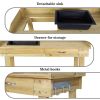 Bosonshop Wood Potting Bench Work Station Table with Tabletop Removable Sink Drawer Shelves Hooks on Wheels