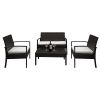 Outdoor 2pcs Arm Chairs 1pc Love Seat & Tempered Glass Coffee Table Rattan Sofa Set  XH