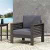 Outdoor Acacia Wood Club Chairs with Cushions, Dark Gray, 27.75"D x 32"W x 27.75"H