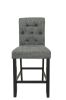 Charcoal Fabric Set of 2pc Counter Height Dining Chairs Contemporary Plush Cushion High Chairs Tufted Back Chair Kitchen Dining Room