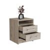 Eter Nightstand , End Table, Side Table Superior Top, Two Drawers -Light Gray