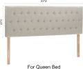 Tufted Upholstered Queen Size Bed Headboard in Modern Button Design, Adjustable Solid Wood Head Board, Premium Linen Fabric Padded Headboards in Bedro