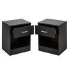 2pcs Night Stands with Drawer Black