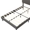 Full size Upholstered Platform Bed with Storage Headboard and USB Port, Linen Fabric Upholstered Bed (Gray)