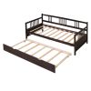 Twin Size Daybed Wood Bed with Twin Size Trundle,Espresso