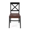 Roshan Farmhouse Acacia Wood Dining Chairs, Black / Walnut