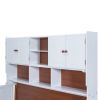 Twin Size Platform Bed with Multiple Storage, White+Walnut