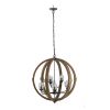 9- Light Globe Chandelier, Wood Chandelier Hanging Light Fixture with Adjustable Chain for Kitchen Dining Room Foyer Entryway, Bulb Not Included