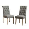 Habit Solid Wood Tufted Parsons Dining Chair, Set of 2, Grey