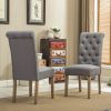 Habit Solid Wood Tufted Parsons Dining Chair, Set of 2, Grey